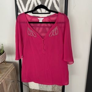 Easley - Flowy Chiffon Top with embroidery & beading - SZ: M